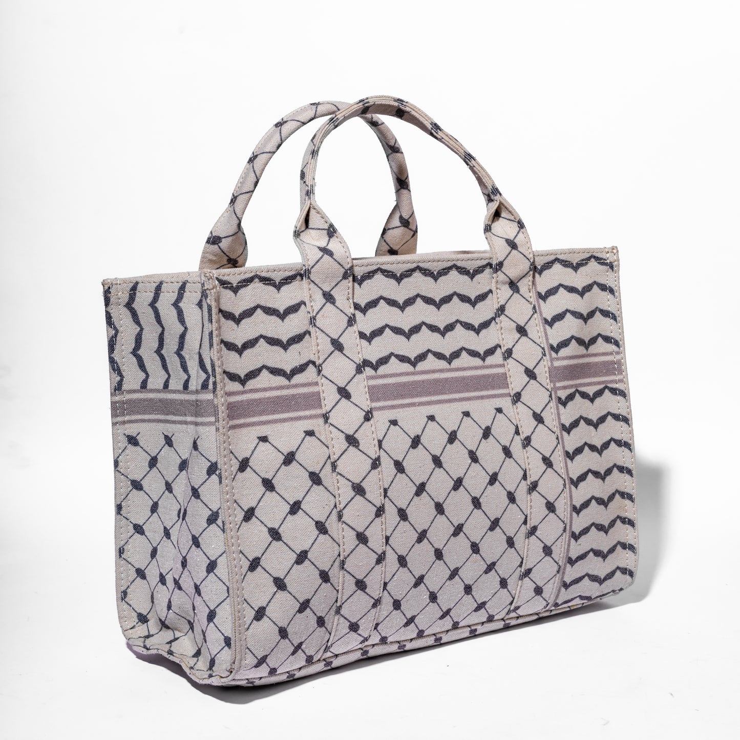 Grey Keffiyeh Pattern Handbag - Subtle Cultural Style
