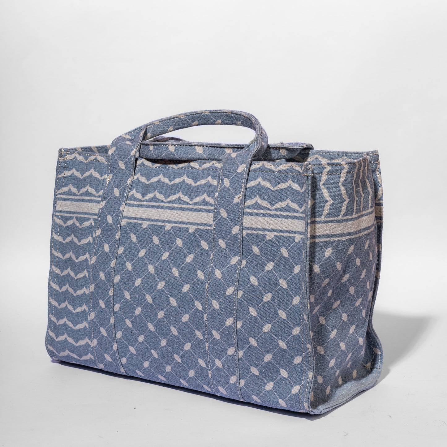 Simple baby blue Bag with Keffiyeh Design