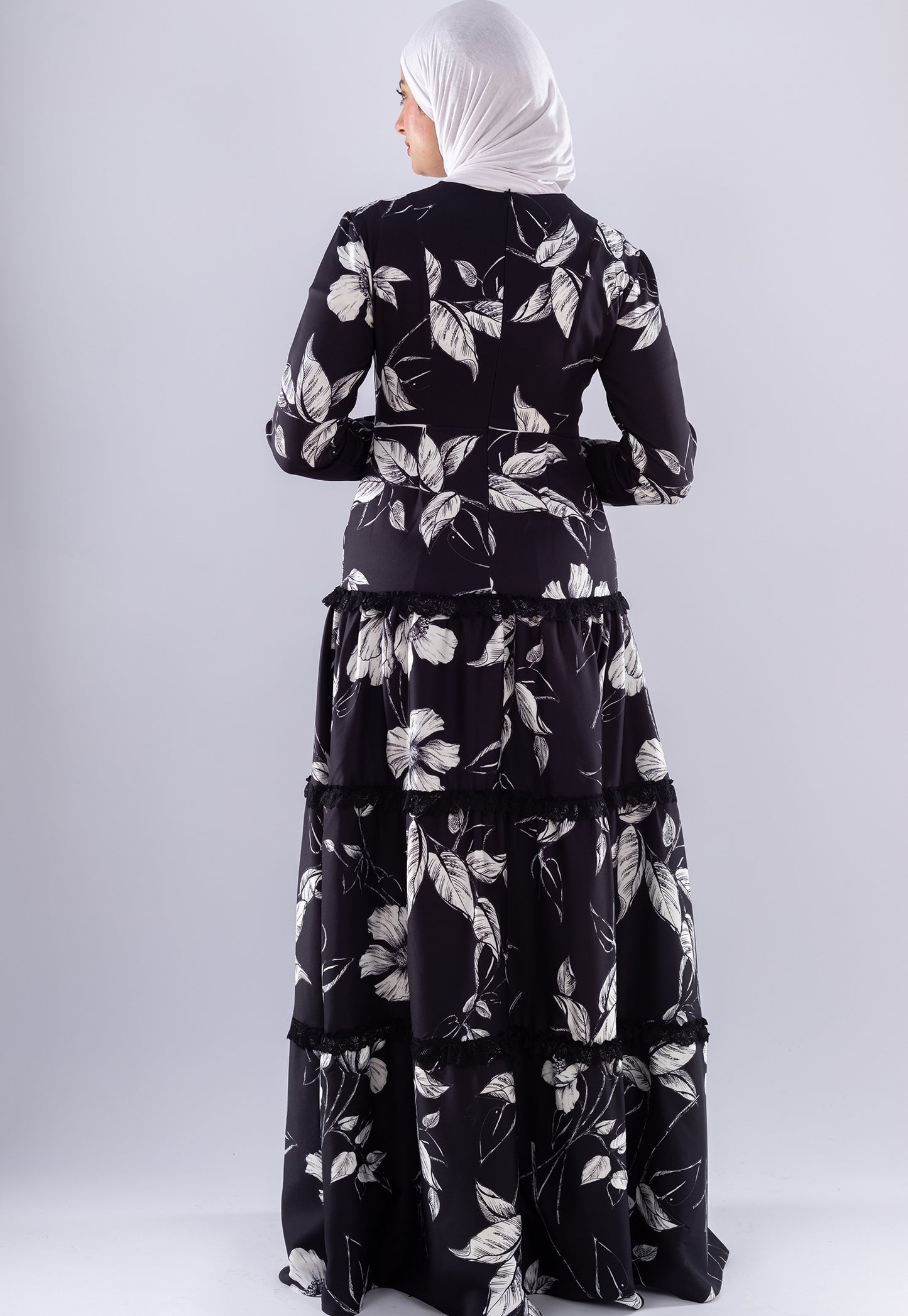 Salma Black and white Chiffon dress