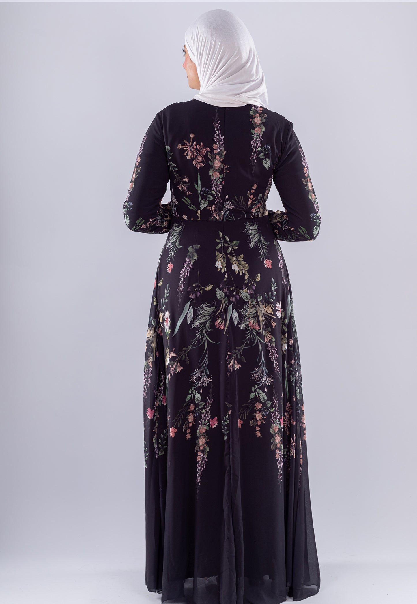 Aysal Floral Chiffon Maxi Dress | Long Sleeve Modest Wear