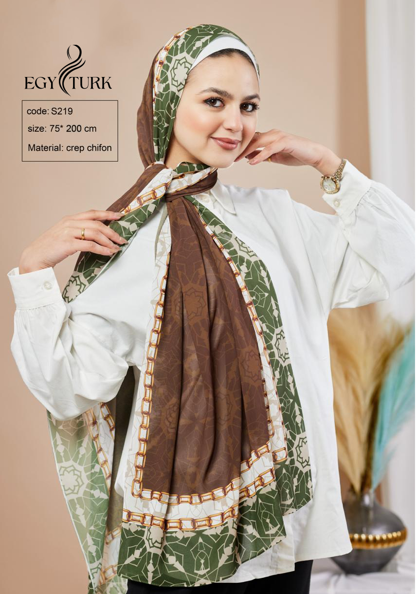 Islamic Geometric Print Chiffon Hijab – Egy Turk Timeless Elegance