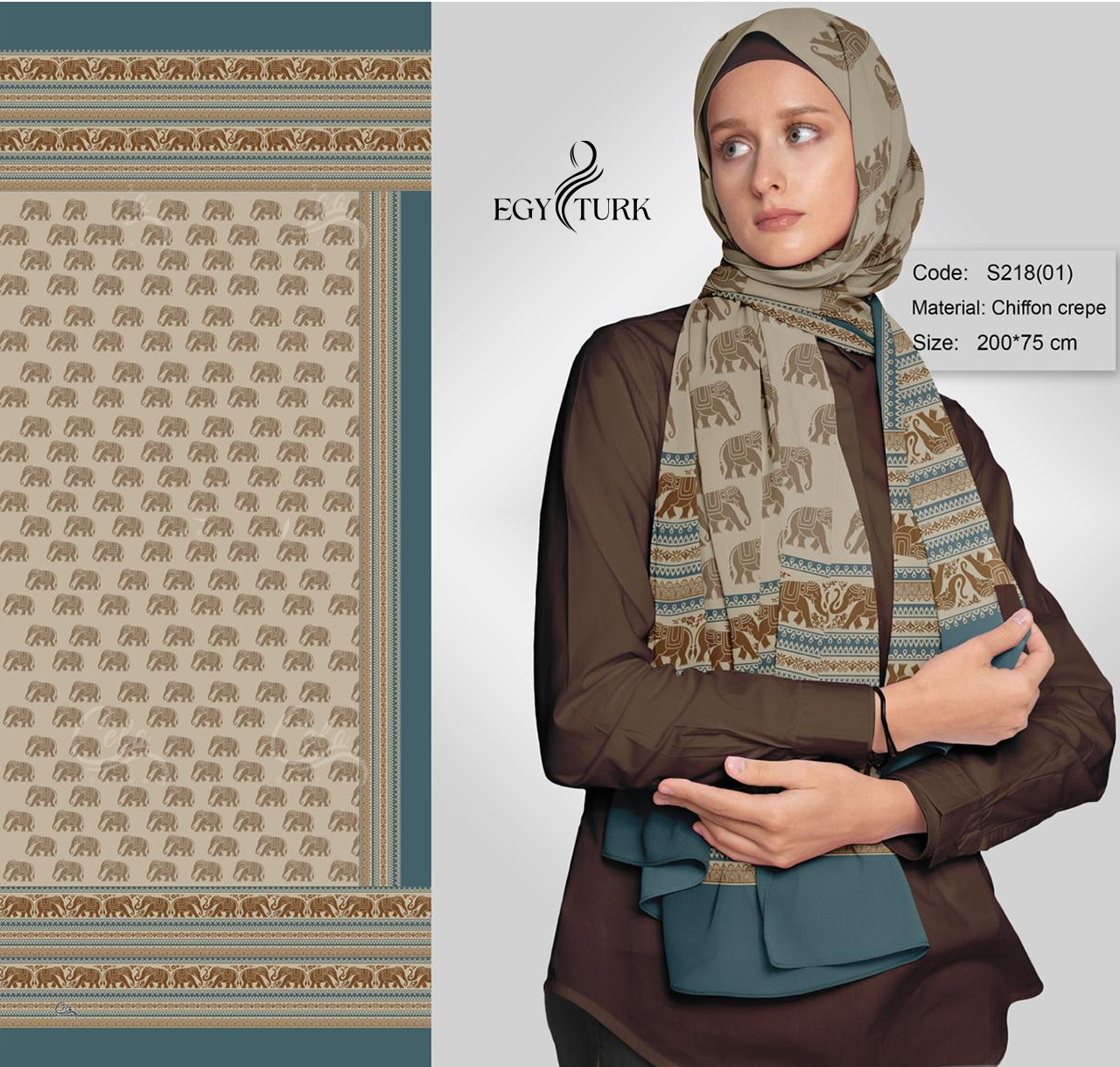 Egy Turk Elephant-Inspired Chiffon Hijab