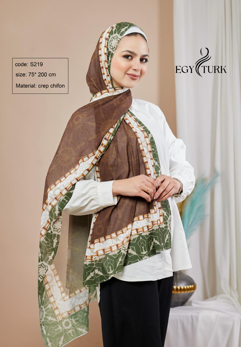 Islamic Geometric Print Chiffon Hijab – Egy Turk Timeless Elegance