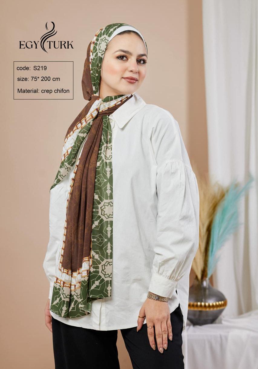 Islamic Geometric Print Chiffon Hijab – Egy Turk Timeless Elegance