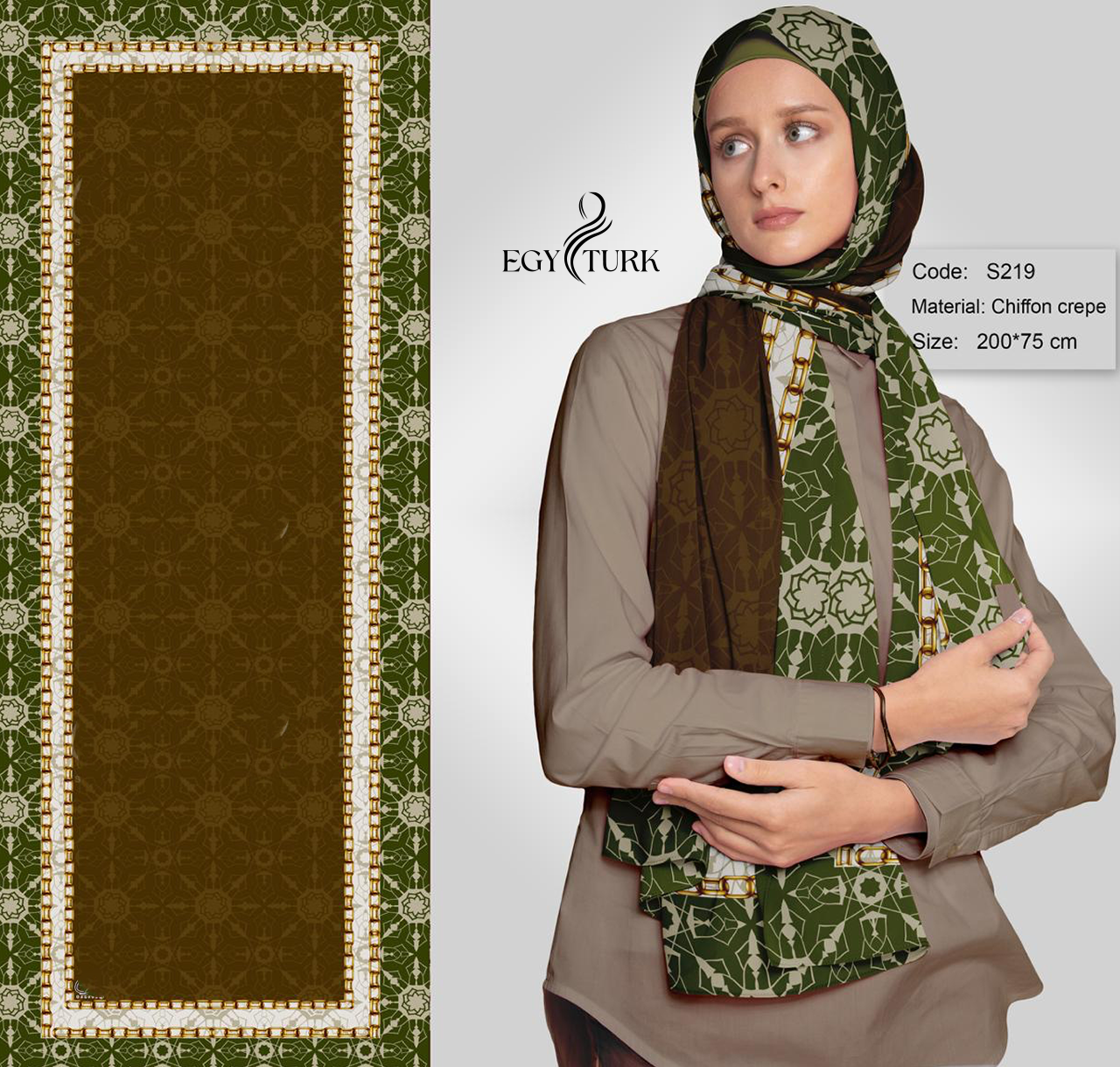 Islamic Geometric Print Chiffon Hijab – Egy Turk Timeless Elegance