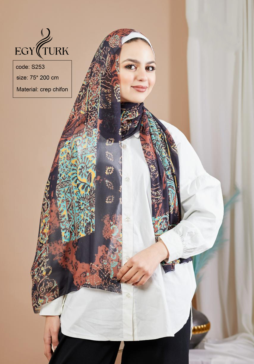 Elegant Crepe Chiffon Hijab by Egy Turk