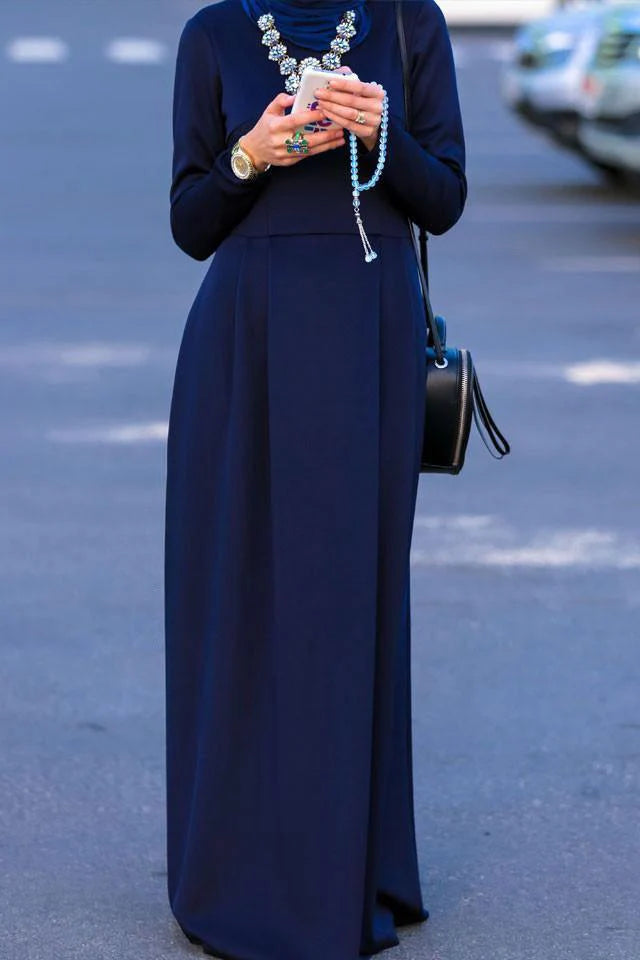 Dark Blue Dress with Side Pockets