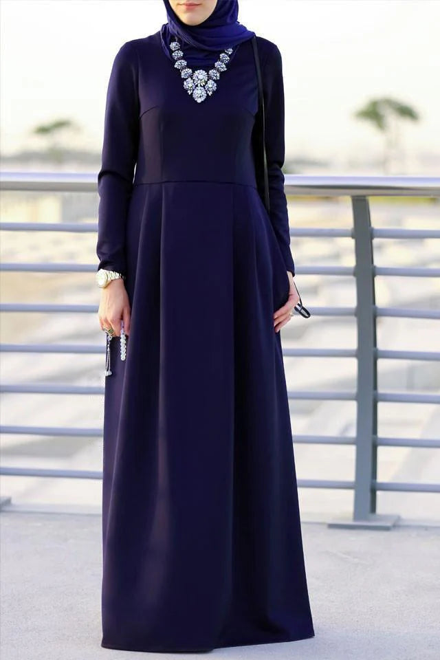 Dark Blue Dress with Side Pockets