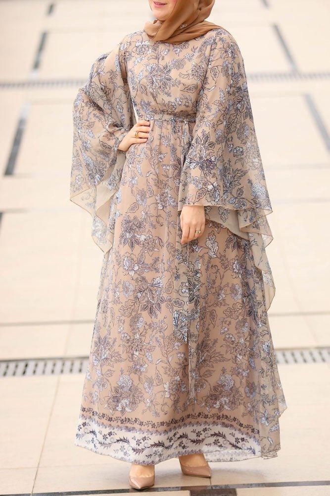 Floral Chiffon Khaliji abaya Dress