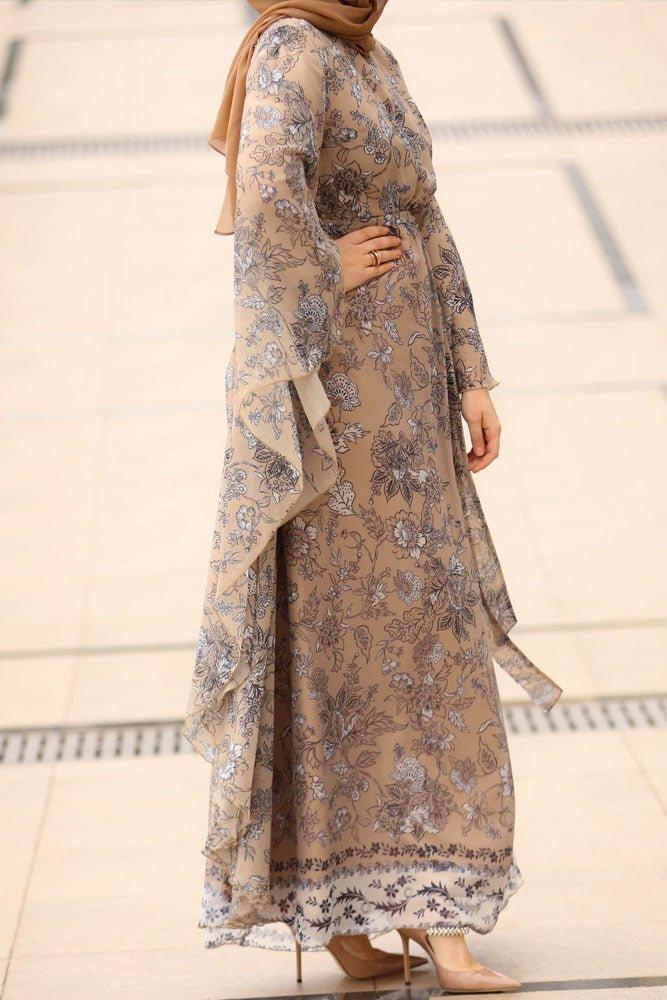 Floral Chiffon Khaliji abaya Dress