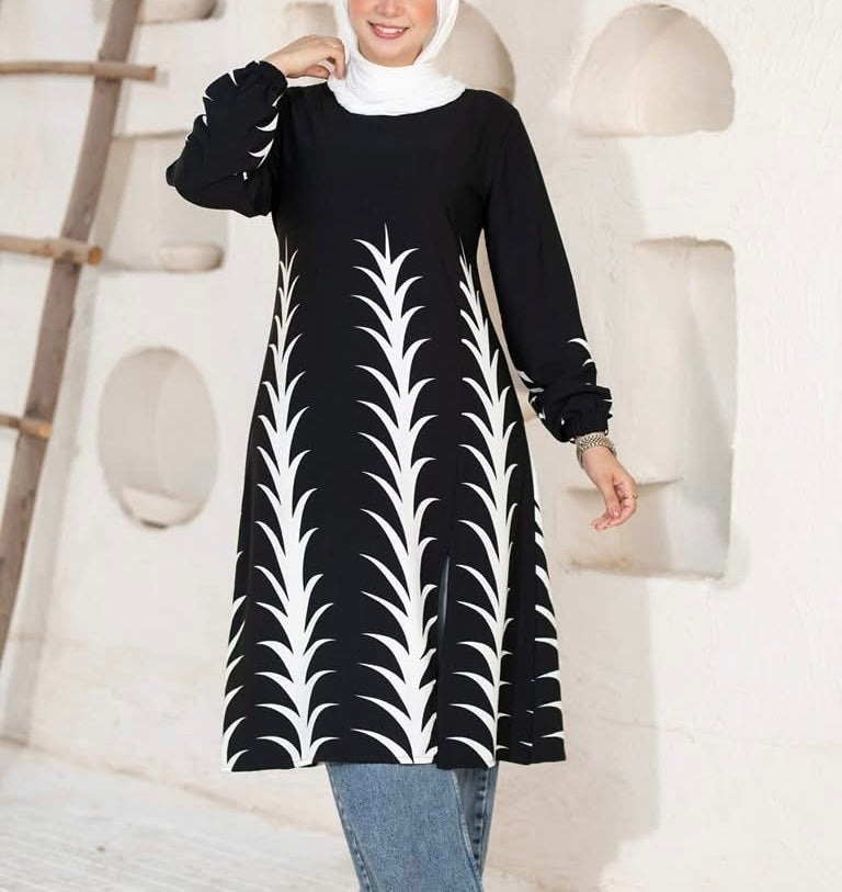 White Modern Elegance Printed Tunic – Chic & Modest