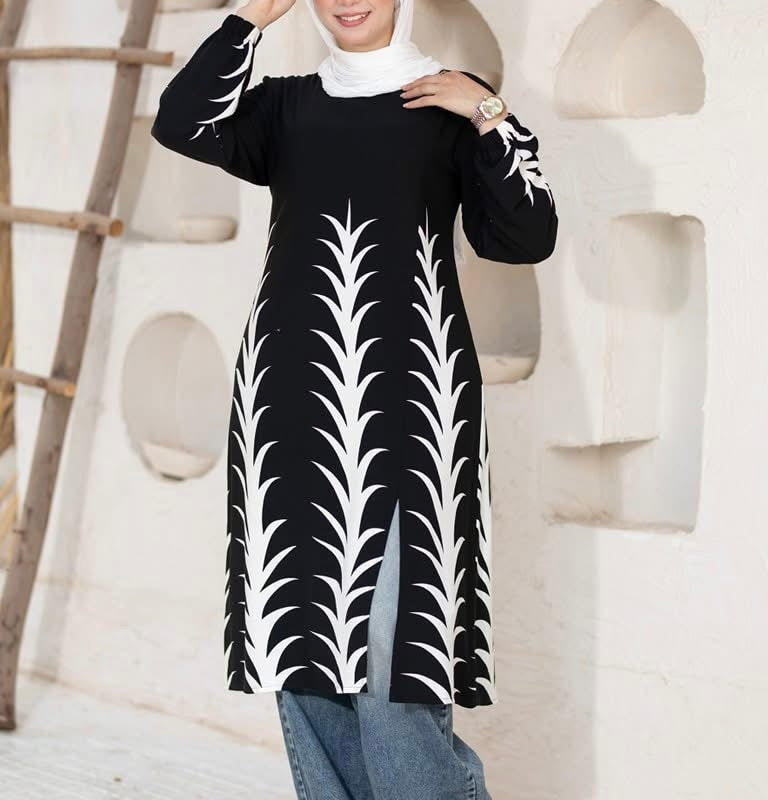 White Modern Elegance Printed Tunic – Chic & Modest