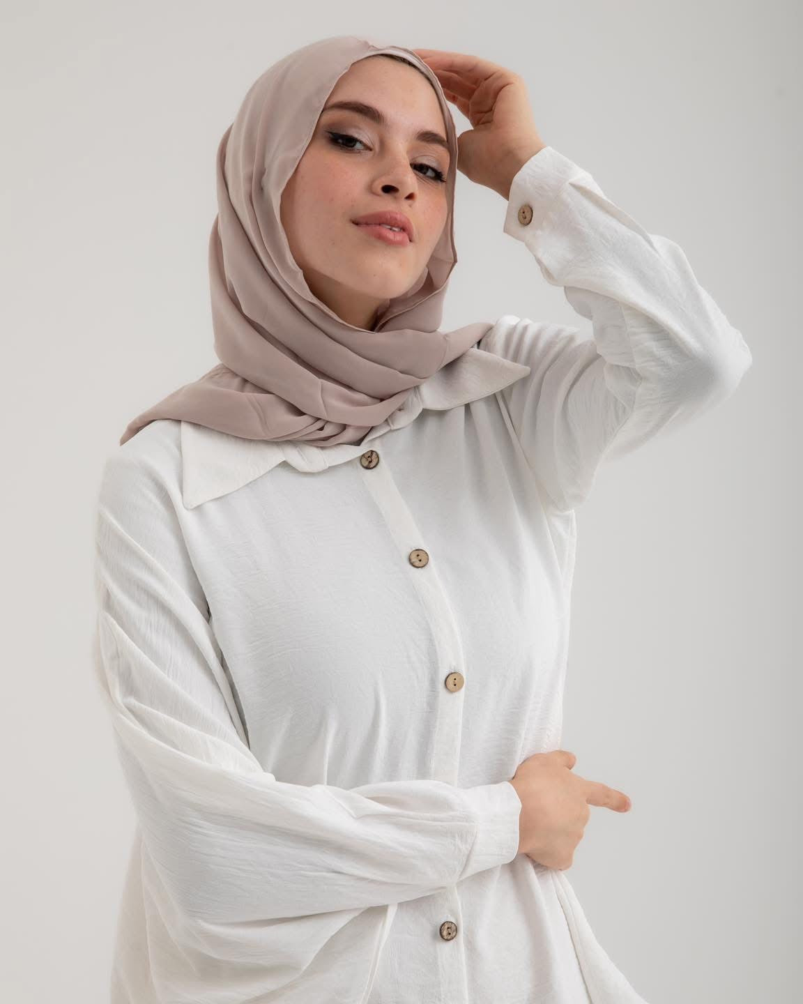 Layal Ivory Flow | Asymmetrical Shirt with Wide-Leg Trousers Set