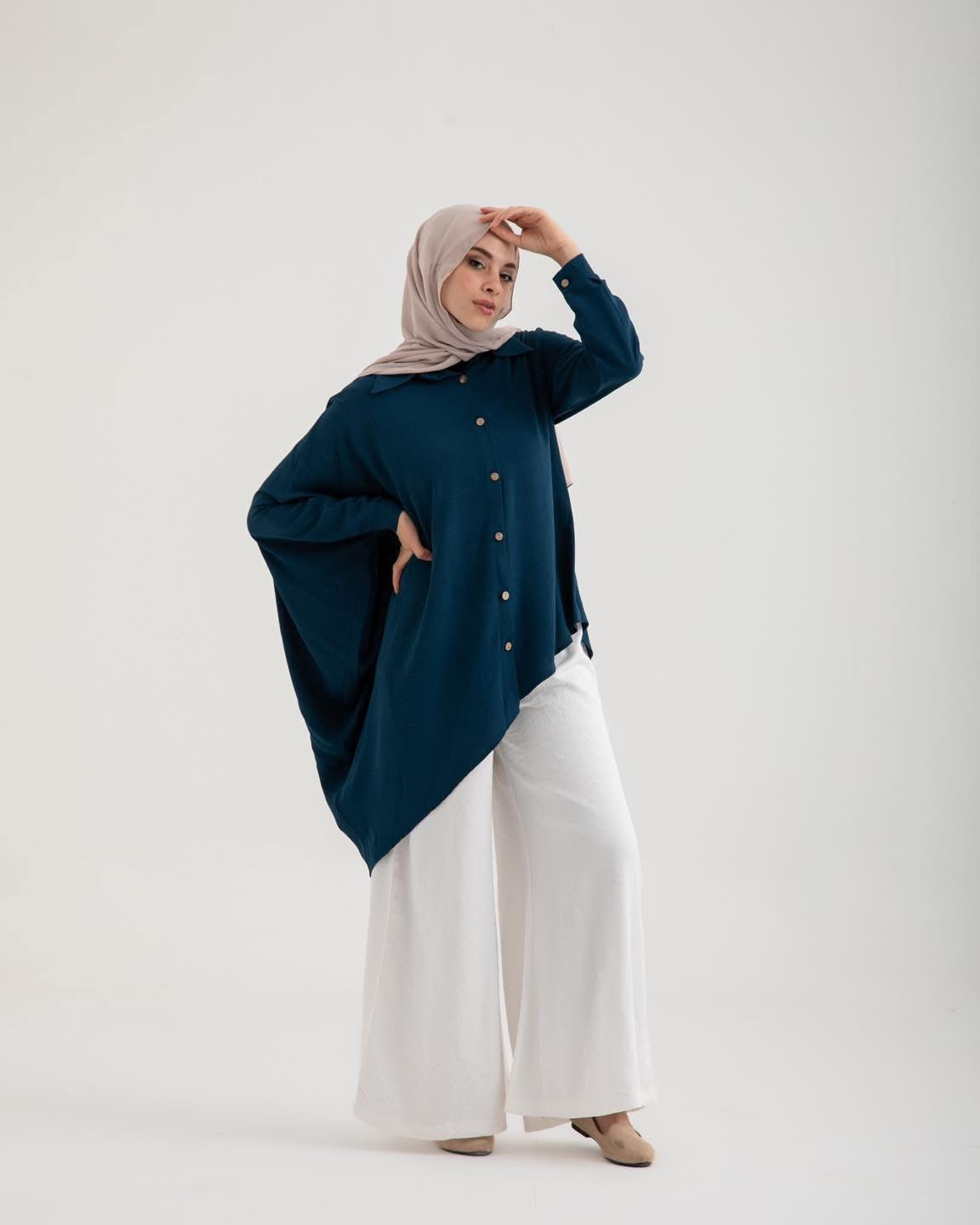 Elegant asymmetrical Button-Up Tunic | Modest Women's Top