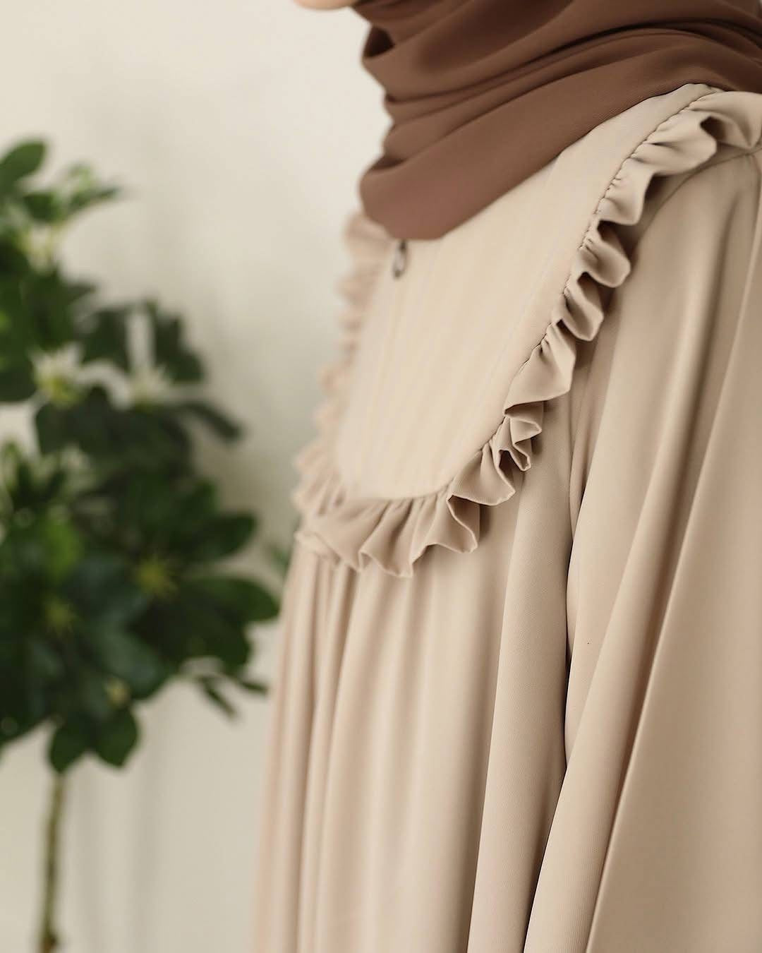 Elegant Ruffle Collar Button-Down Maxi Dress | Modest Style