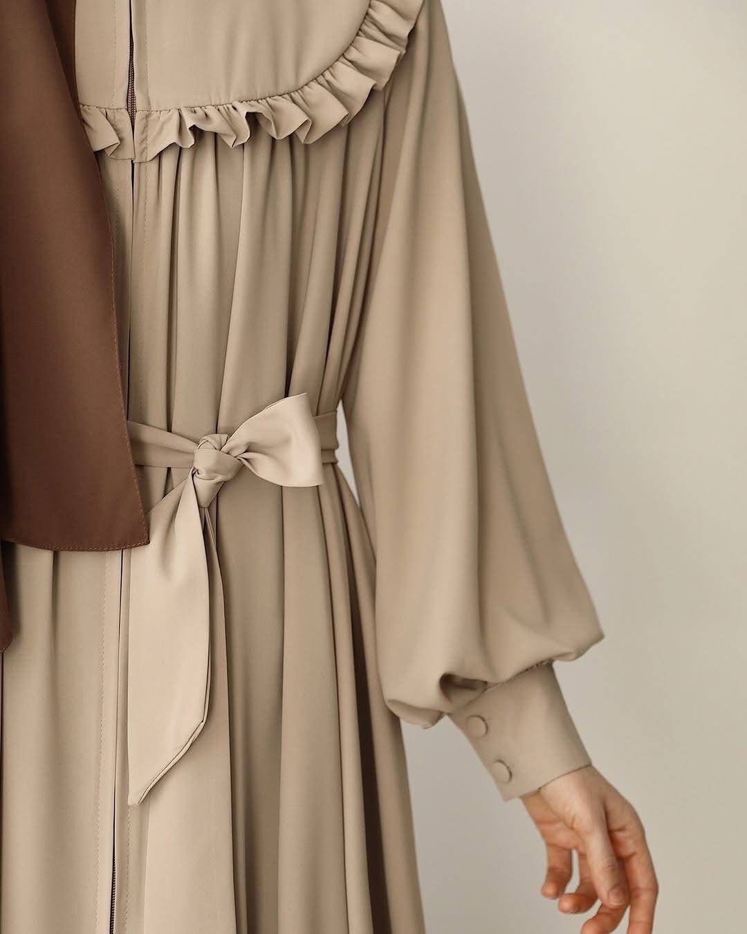 Elegant Ruffle Collar Button-Down Maxi Dress | Modest Style