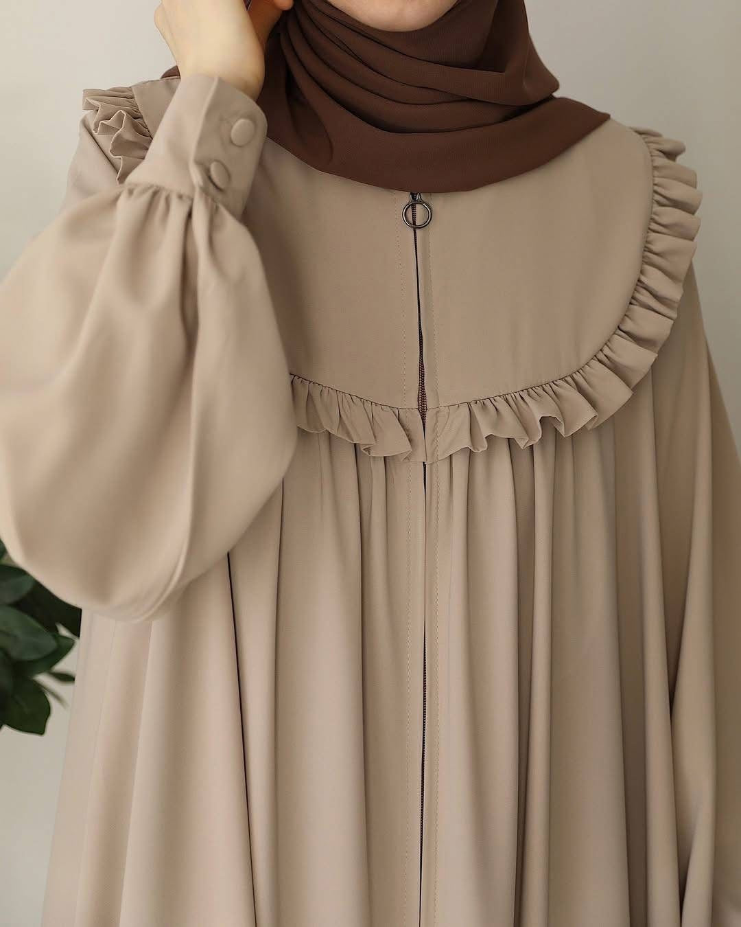 Elegant Ruffle Collar Button-Down Maxi Dress | Modest Style