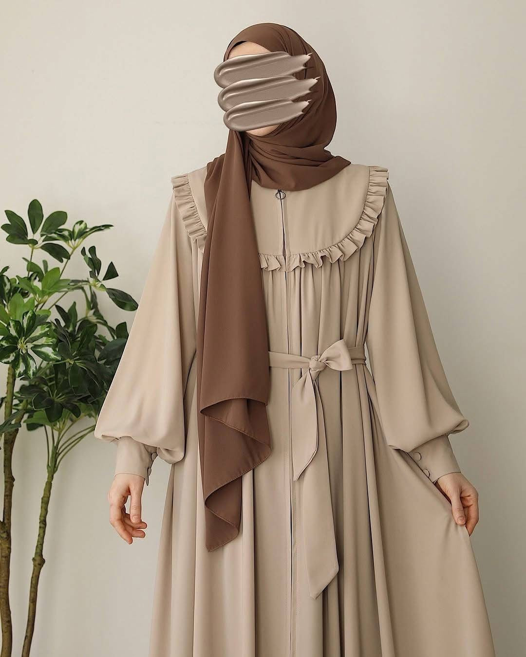 Elegant Ruffle Collar Button-Down Maxi Dress | Modest Style