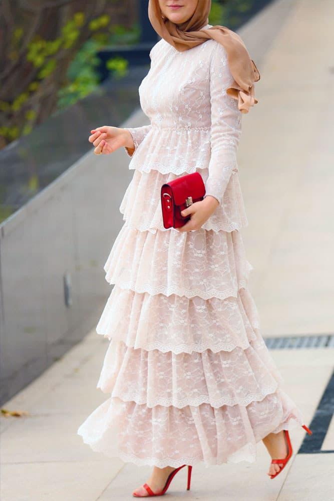 Elegant Frill Lace Maxi Dress for the Special Occasions