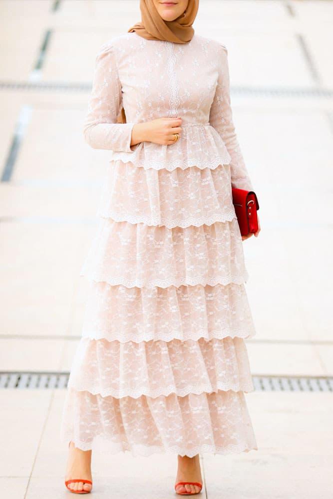 Elegant Frill Lace Maxi Dress for the Special Occasions
