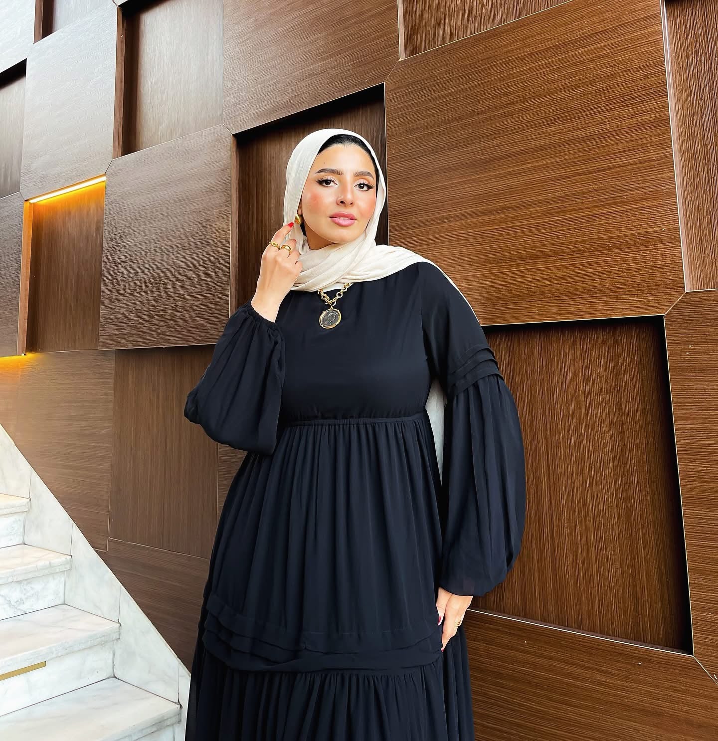 Dina Classic Long Sleeve Chiffon Dress