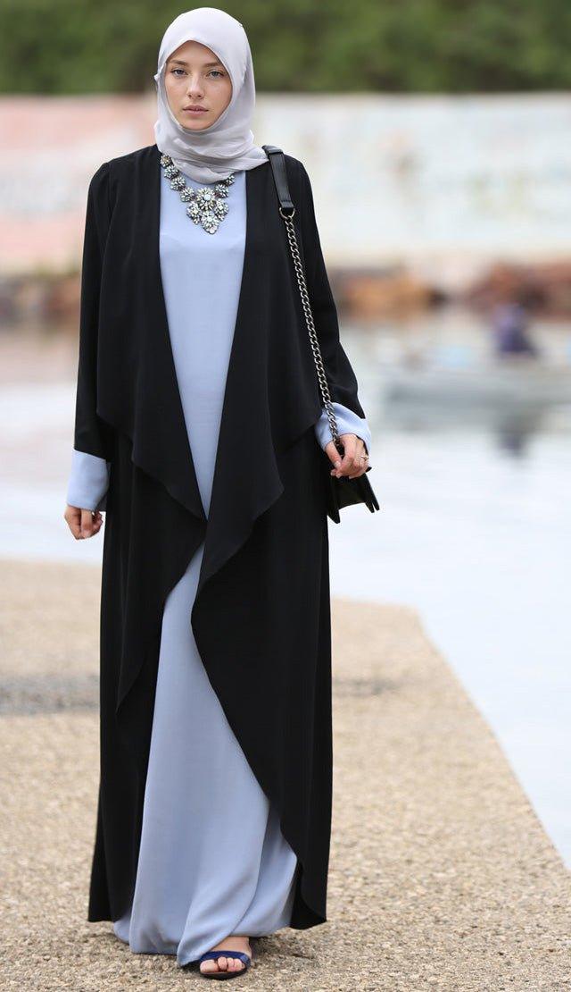 Maya Royal Blue & Black Abaya Dress
