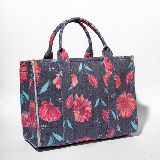 Vibrant Floral Print Medium Tote Bag - Stylish & Functional