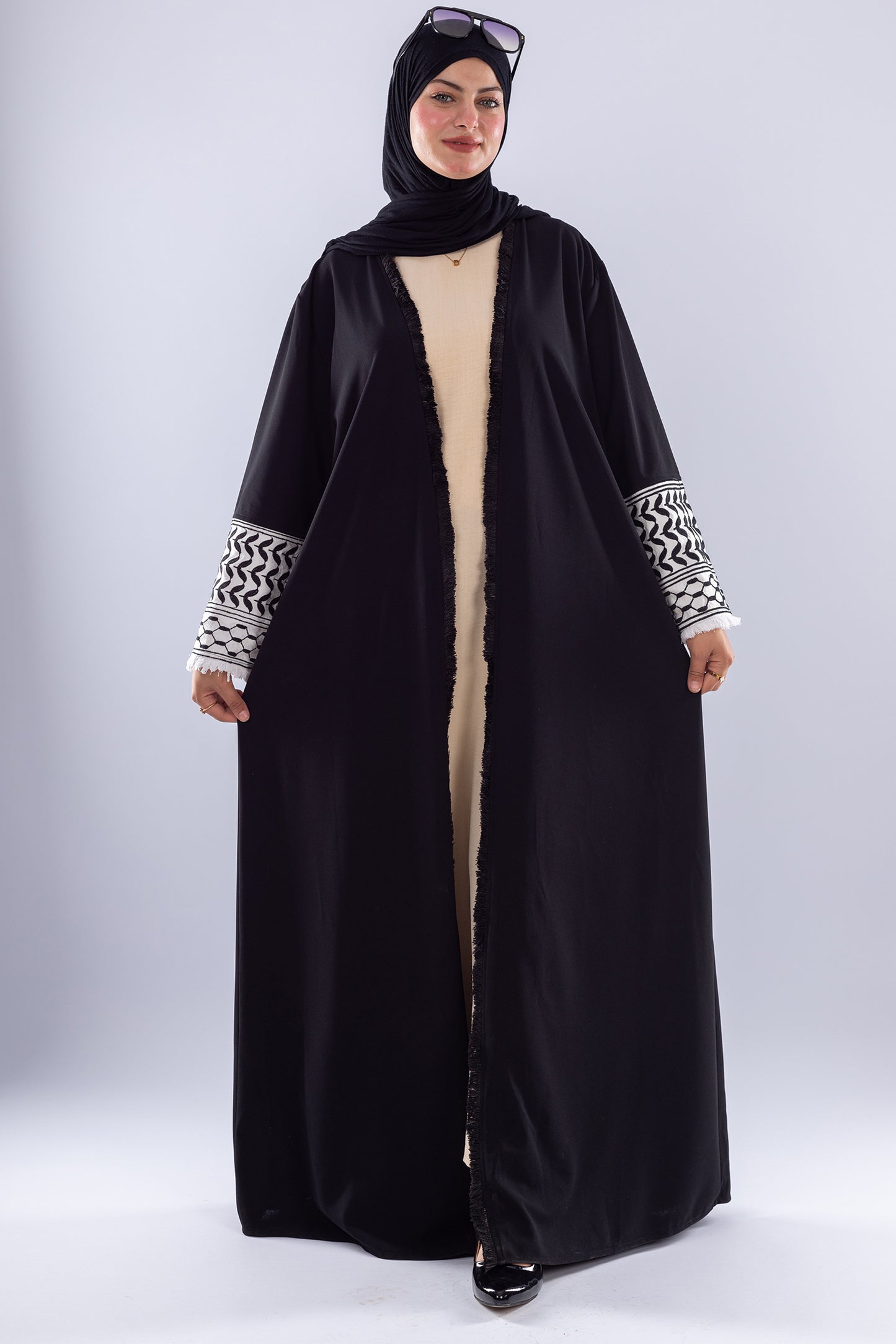 Black Keffiyeh Inspired Abaya | Elegant Modest Wear