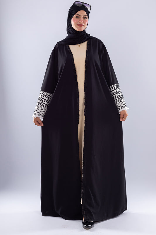 Black Keffiyeh Inspired Abaya | Elegant Modest Wear