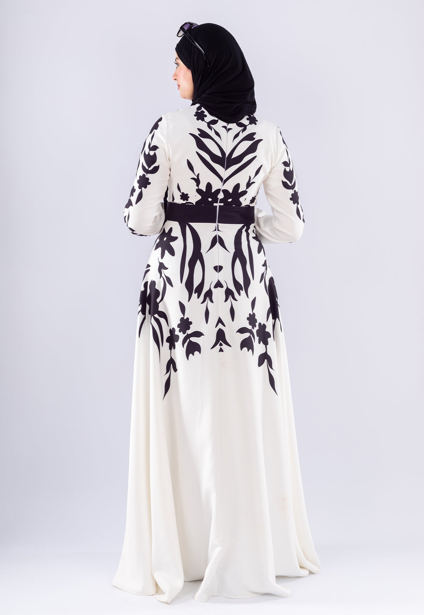 Samar Black & White Floral Modesty Dress