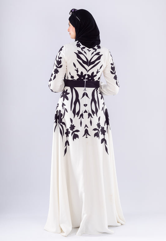 Samar Black & White Floral Modesty Dress