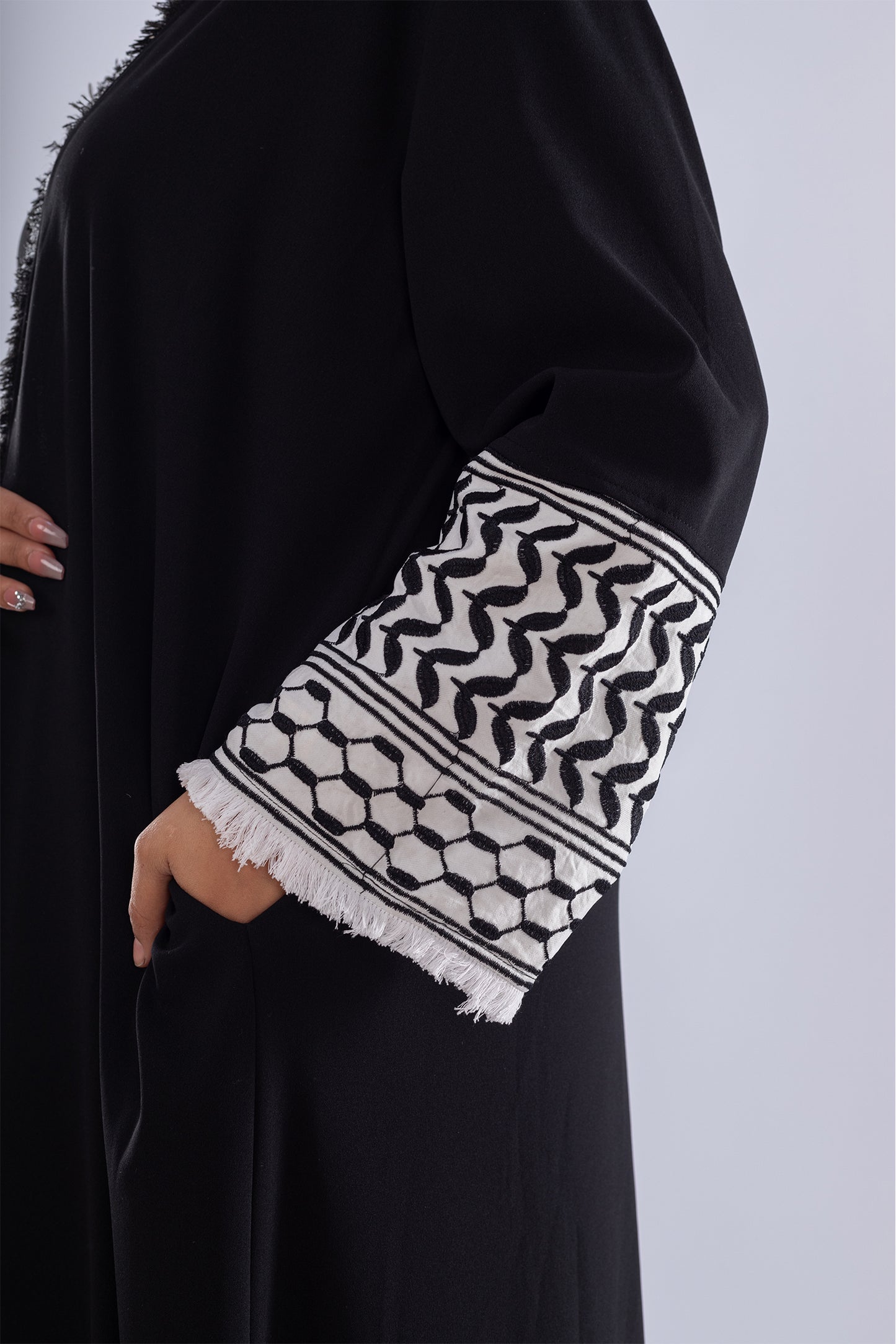 Black Keffiyeh Inspired Abaya | Elegant Modest Wear