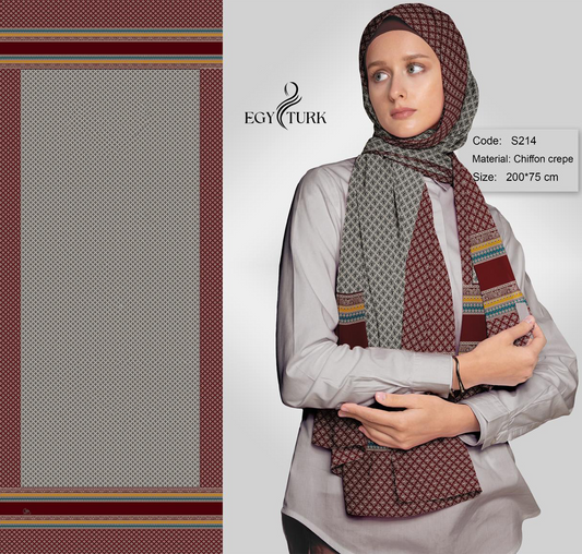 Timeless Elegance – Egy Turk Chiffon Crepe Printed Scarf for a elegant Look