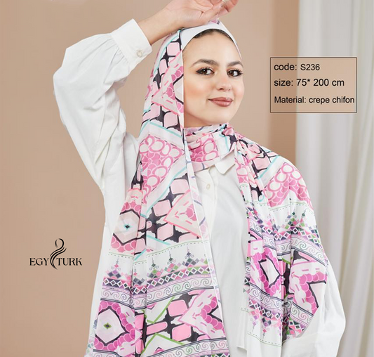 Egy Turk Pink Tie-Dye Chiffon Hijab – Elegant & Lightweight