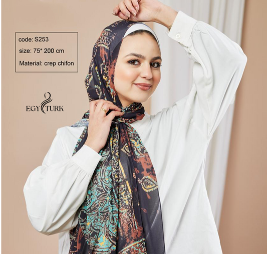 Elegant Crepe Chiffon Hijab by Egy Turk
