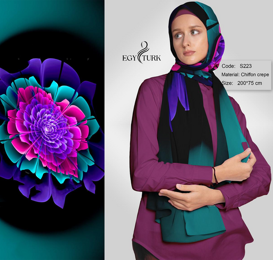 Egy Turk Vibrant Floral Chiffon Crepe Hijab