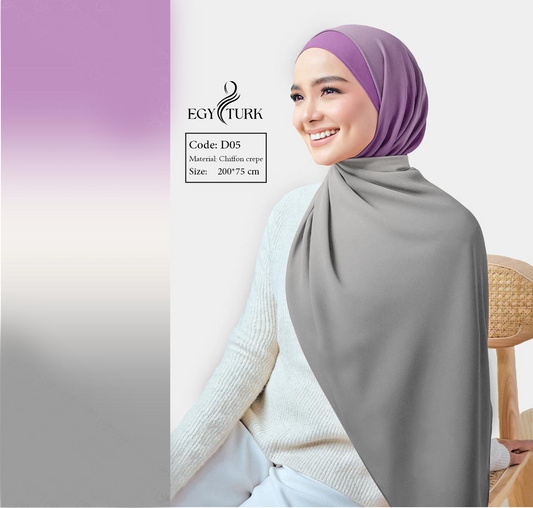 Gradient gray and purple Chiffon Crepe Hijab