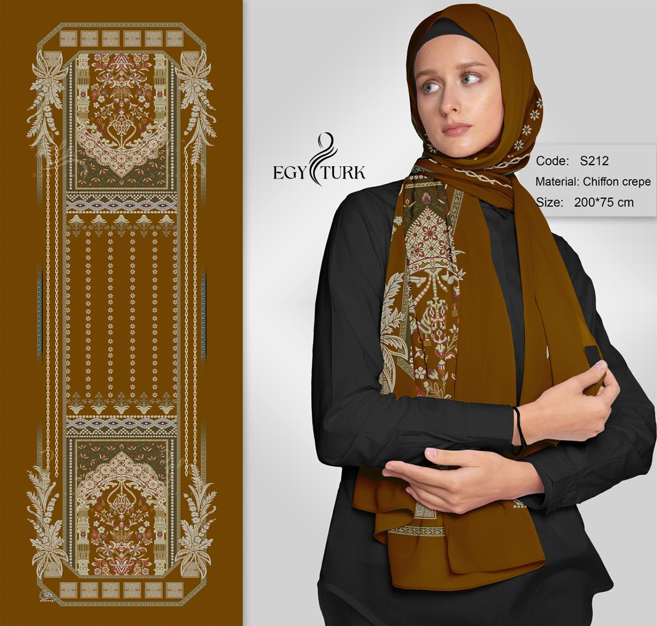 Royal Palace-Inspired Chiffon Hijab – Egy Turk Elegant Heritage Scarf