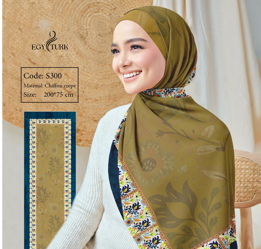 Floral Harmony Chiffon Hijab – Egy Turk Bohemian Elegance Scarf