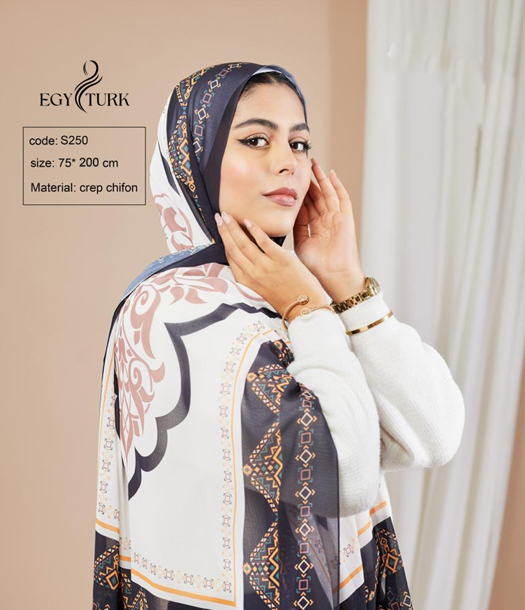 Luxury Crepe Chiffon Hijab – Egy Turk Elegant Printed Scarf