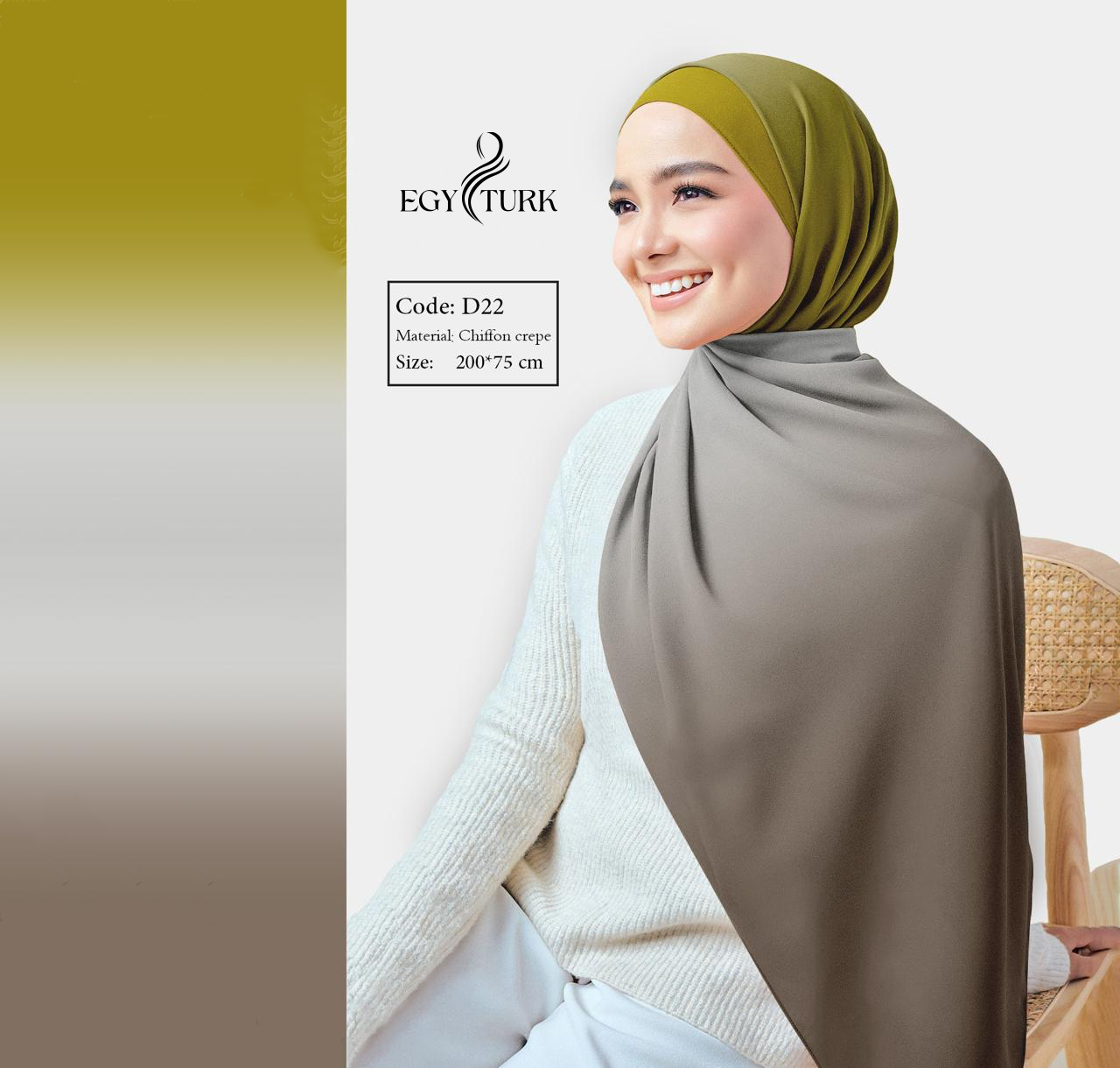 Gradient of yellow and brown  Chiffon Crepe Hijab
