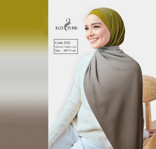 Gradient of yellow and brown  Chiffon Crepe Hijab