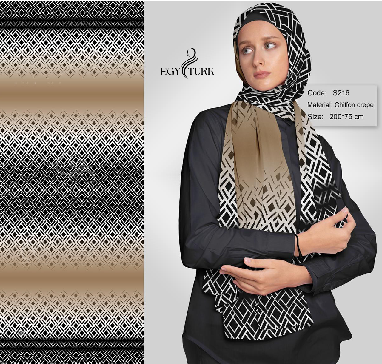 Egy Turk Geometric Chiffon Crepe Hijab