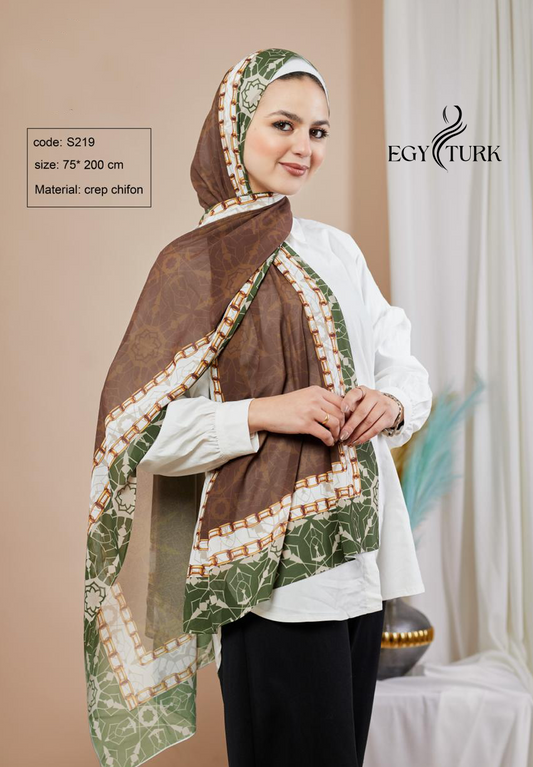 Islamic Geometric Print Chiffon Hijab – Egy Turk Timeless Elegance