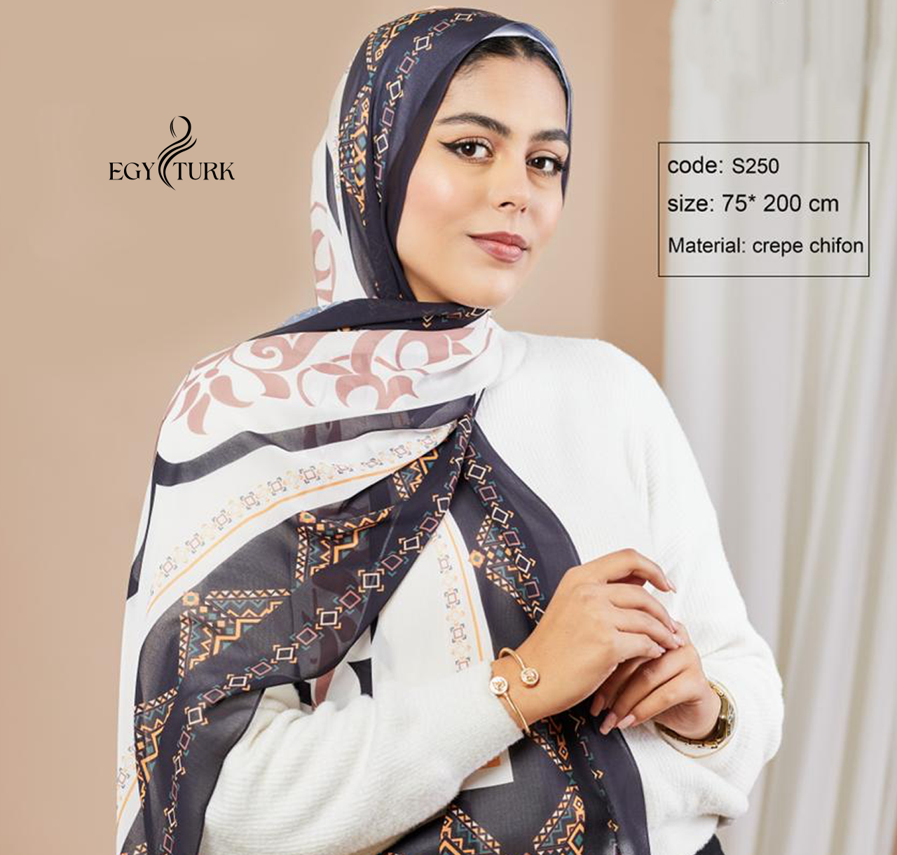 Luxury Crepe Chiffon Hijab – Egy Turk Elegant Printed Scarf
