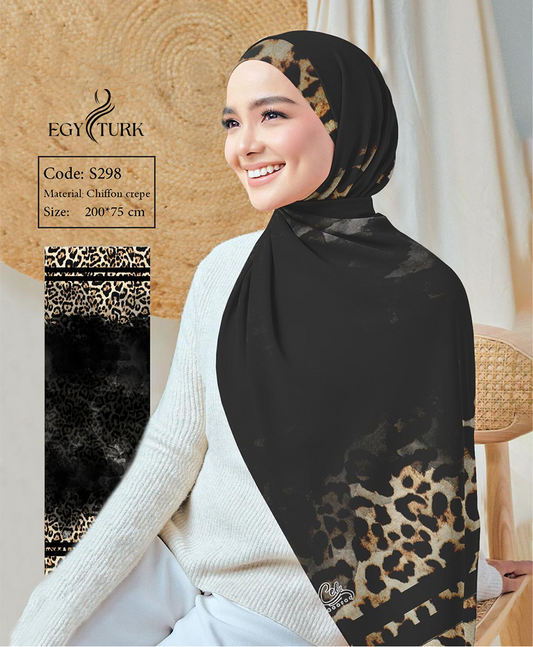 Leopard Print Chiffon Hijab – Bold & Elegant Scarf for Stylish Looks