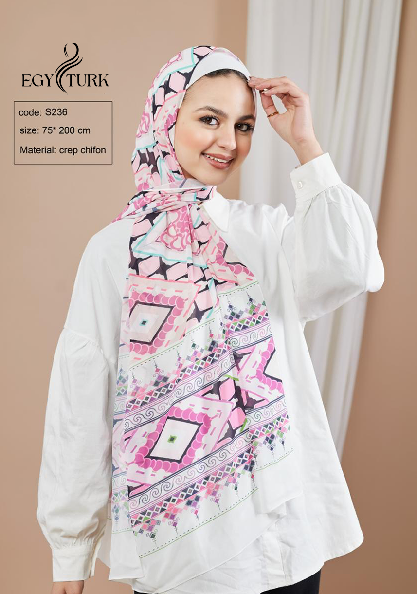 Egy Turk Pink Tie-Dye Chiffon Hijab – Elegant & Lightweight