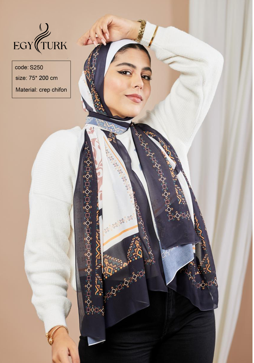 Luxury Crepe Chiffon Hijab – Egy Turk Elegant Printed Scarf