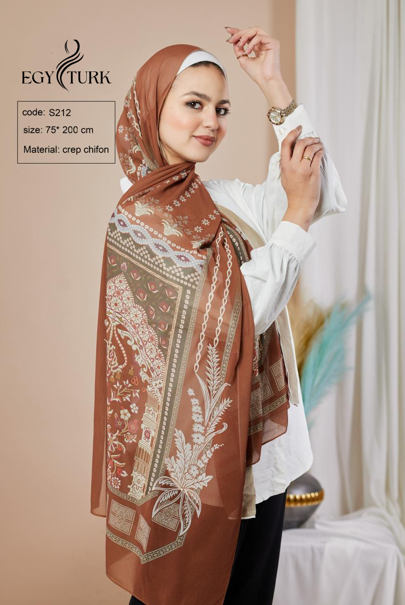 Royal Palace-Inspired Chiffon Hijab – Egy Turk Elegant Heritage Scarf