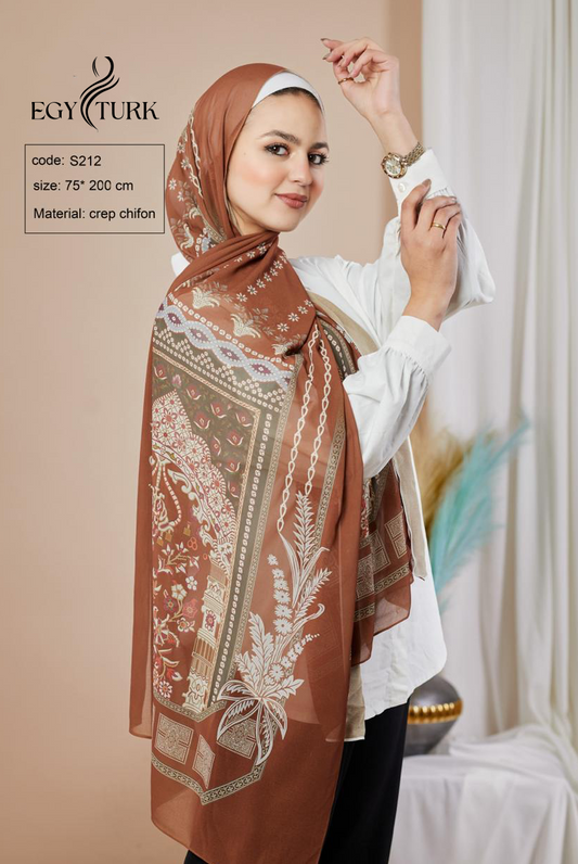 Royal Palace-Inspired Chiffon Hijab – Egy Turk Elegant Heritage Scarf